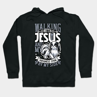 Jesus and dog - Japanese Chin Hoodie